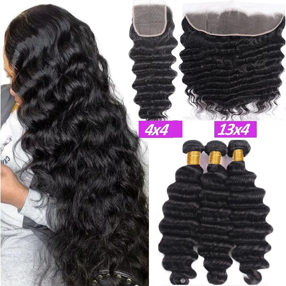 Brazilian Deep Wave Transparent Lace Closures and Frontals