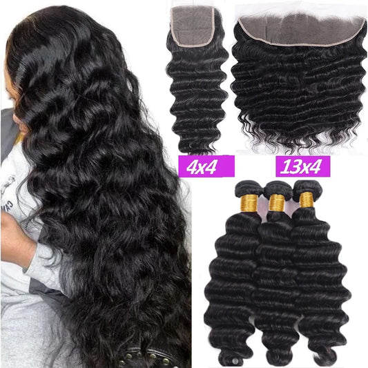 Brazilian Deep Wave Transparent Lace Closures and Frontals