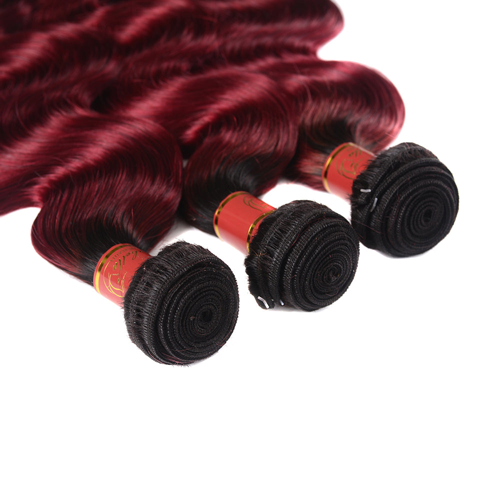 Virgin Peruvian Body Wave 100% Human Hair,  Colors - 1B / 99J, 12A Bundles, 3 bundles/package