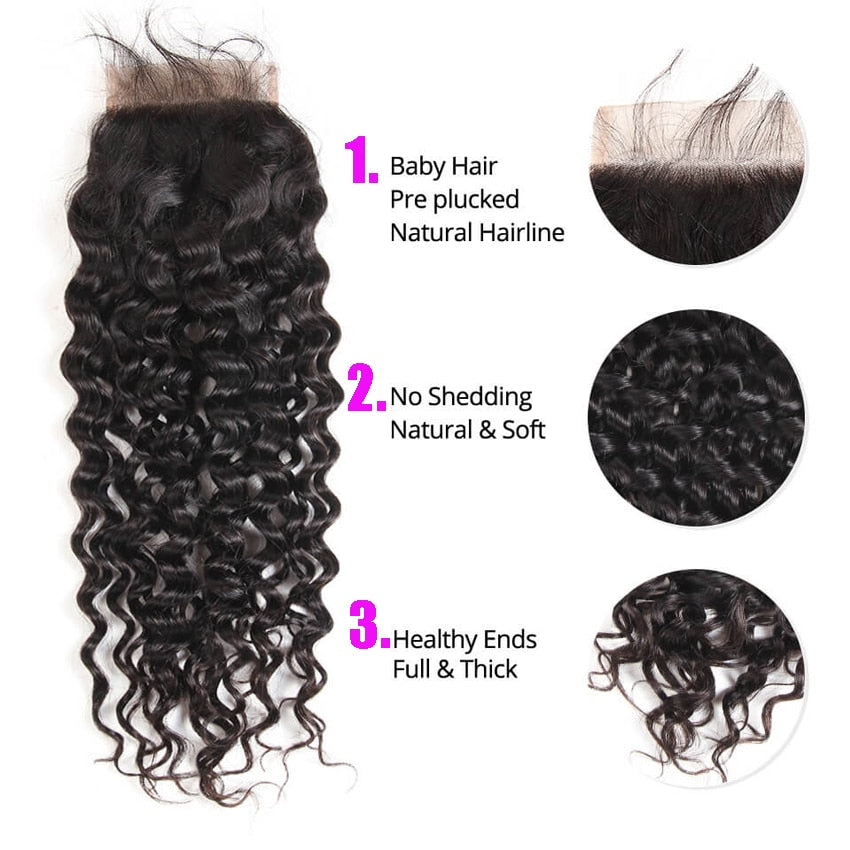Malaysian Water Wave 4x4 Transparent Lace Closure