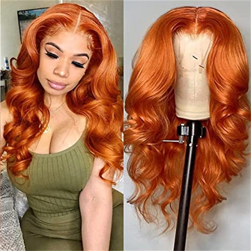 Brazilian Body Wave Ginger Orange 13x4 HD Lace Front Human Hair Wigs