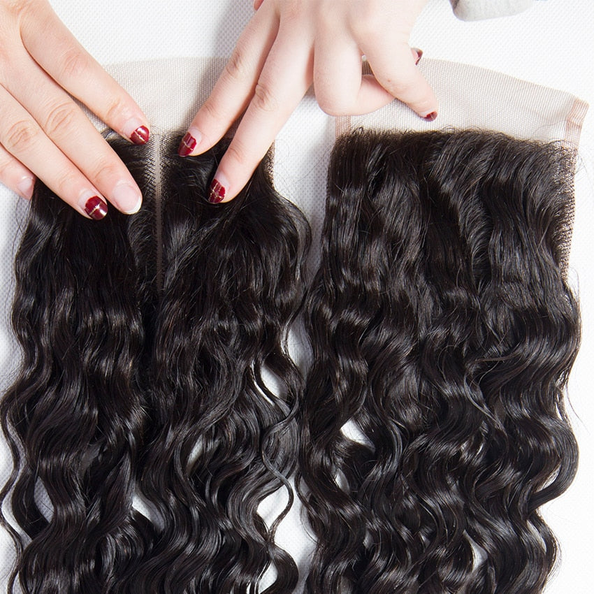 Malaysian Water Wave 4x4 Transparent Lace Closure