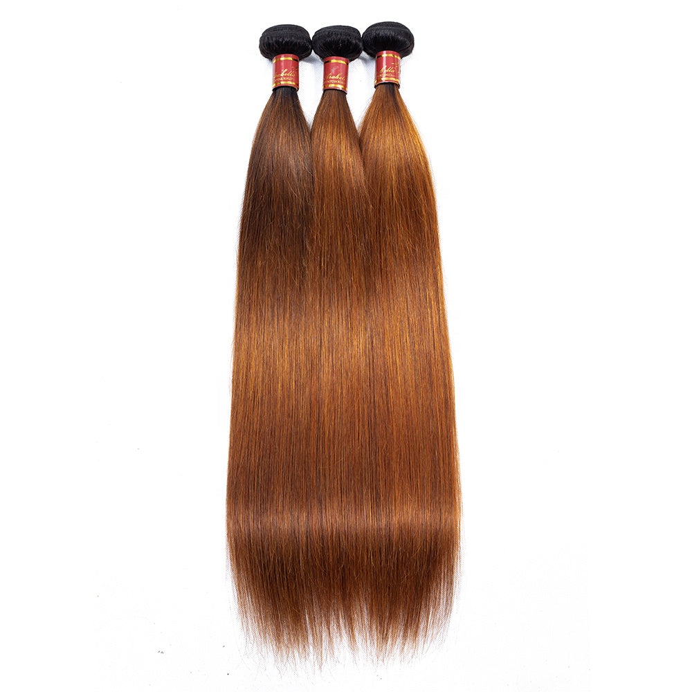 Raw Indian Silky Straight Human Hair Bundles, Color #30, Grade 15A, 3 bundles/package