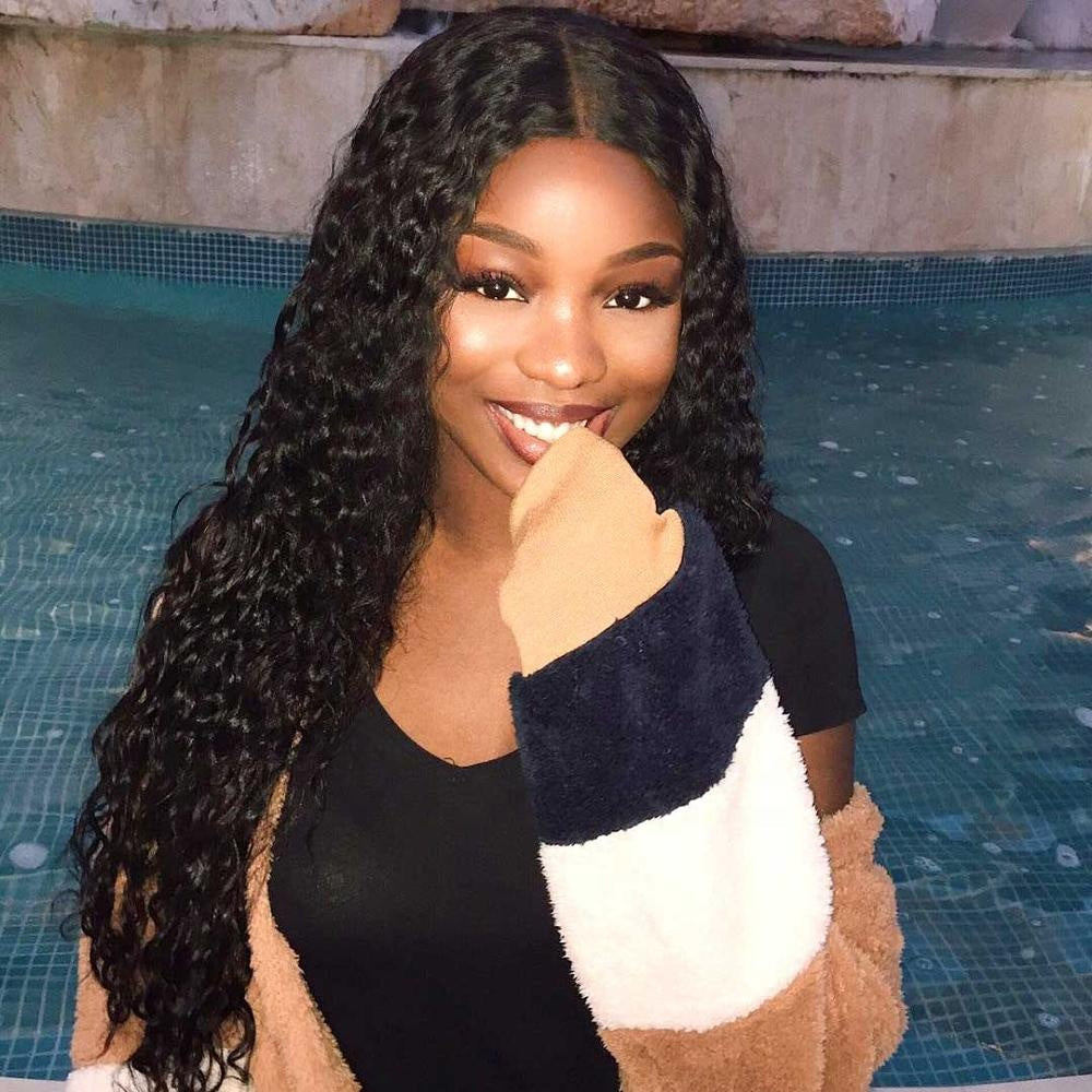 Raw Malaysian Water Wave Grade 15A Human Hair, Color 1B Natural, 3 bundles/package