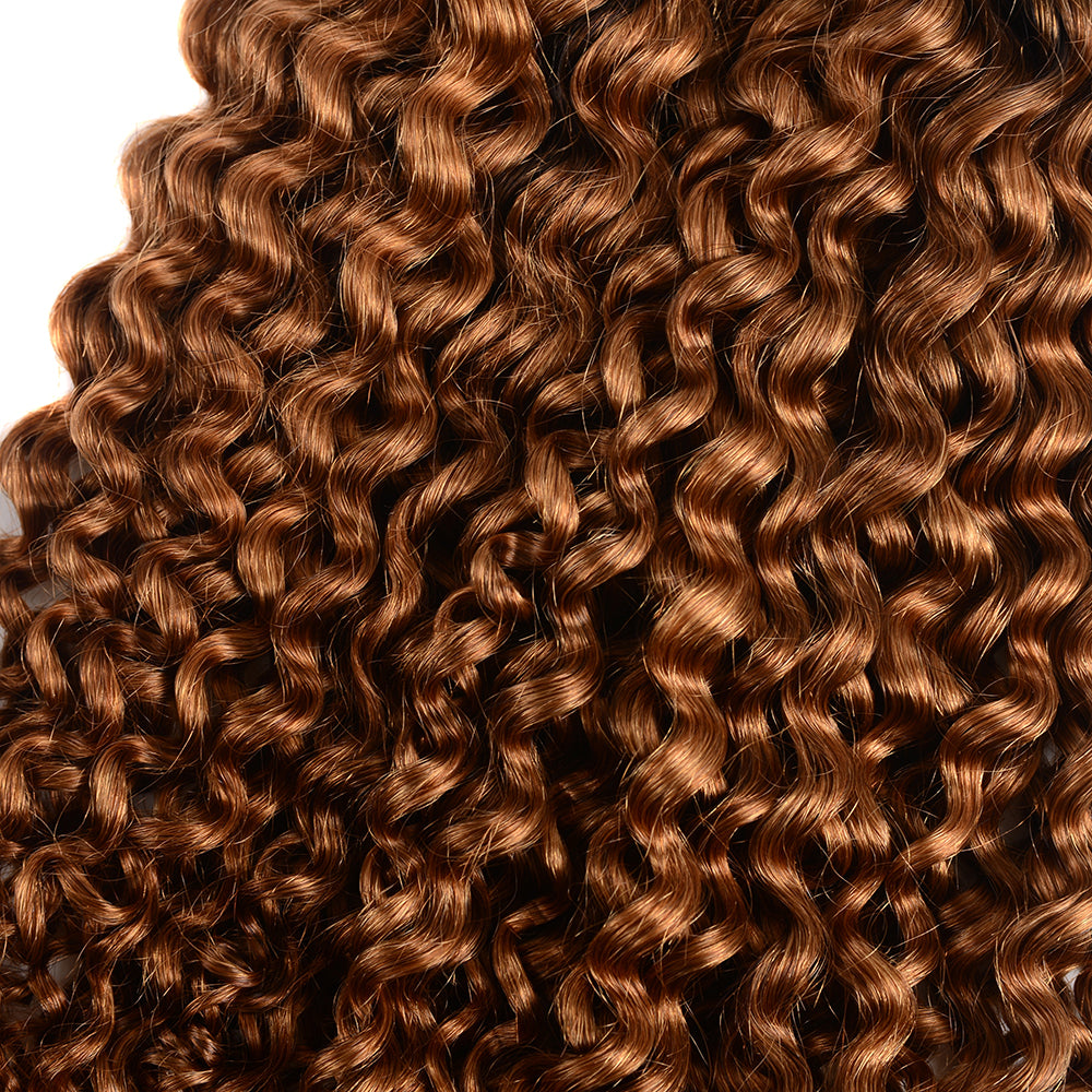 Peruvian Jerry Curl Virgin Human Hair Bundle, Grade 15A Double Drawn, Color T1B30, 3 bundles/package