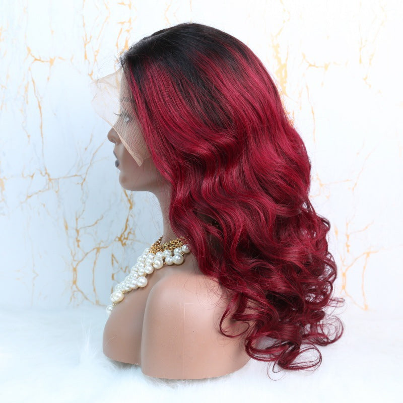 Brazilian Body Wave Human Hair Wig, 13x4 Transparent Lace Front Wig, Color 99J