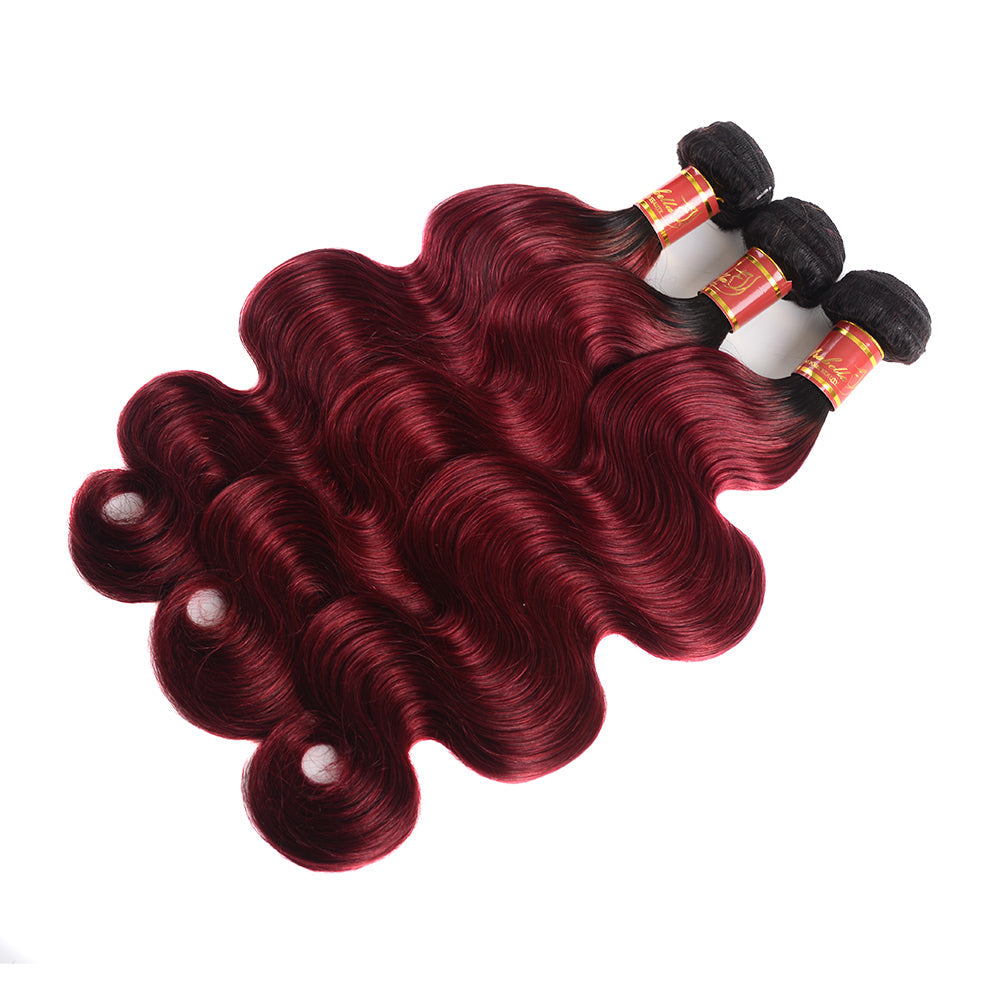 Virgin Peruvian Body Wave 100% Human Hair,  Colors - 1B / 99J, Double Drawn 15A Bundles