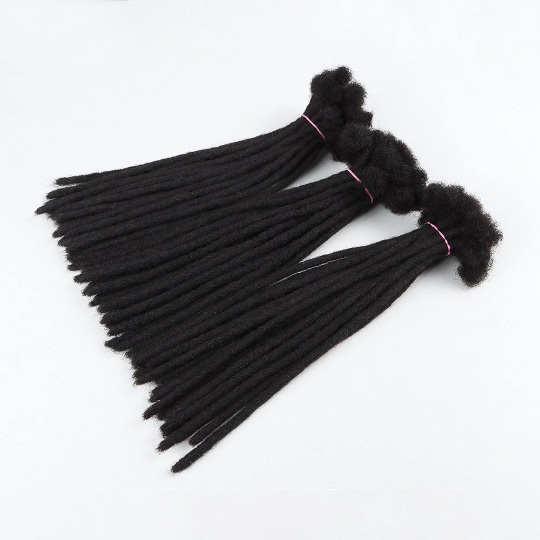 Traditional Dreadlock Extensions, 100% human hair (10 locs per bundle), Color 1B Natural