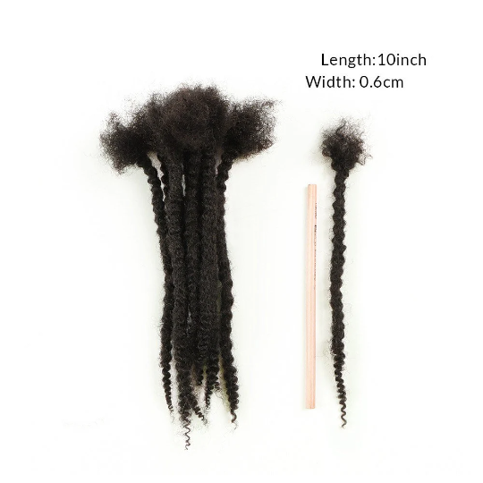 Textured Dreadlock Human Hair Extensions - Width 0.6 cm - (10 locs)